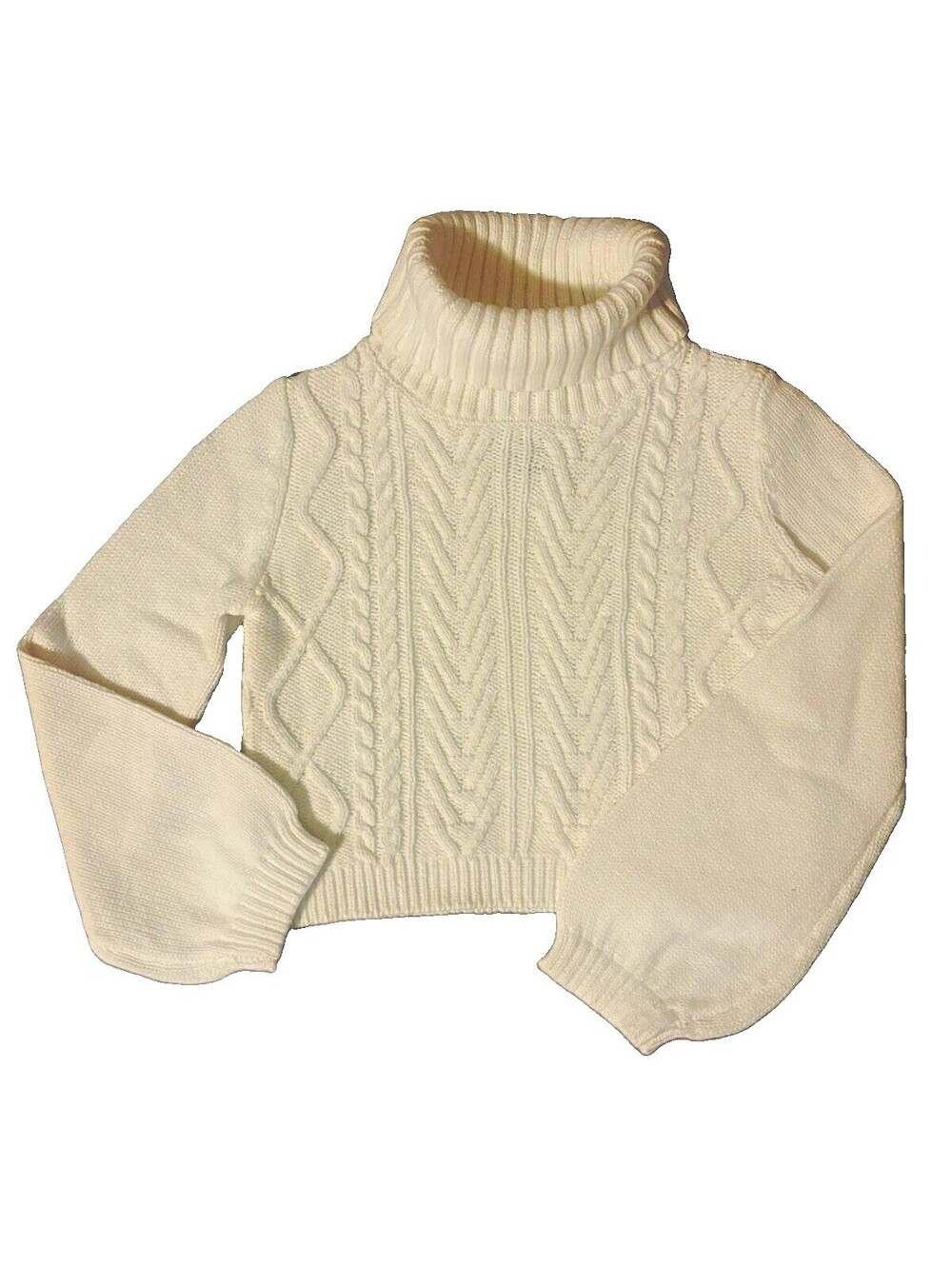 Rachel Zoe Girls Ivory Cable-Knit Turtleneck Pullover Sweater Size 5